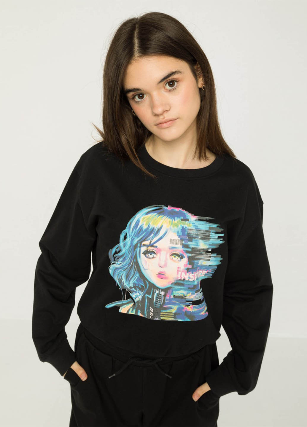 Reporter Young світшот малюнок чорний кежуал бавовна