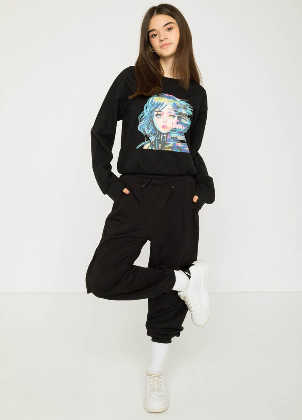 Reporter Young світшот малюнок чорний кежуал бавовна