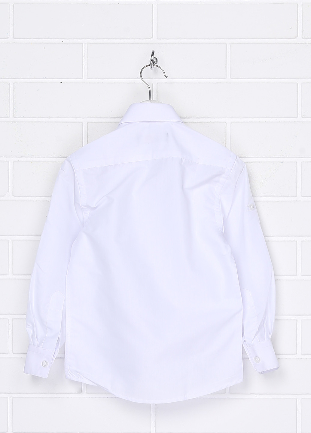 Белая классическая рубашка однотонная E Mreko с длинным рукавом