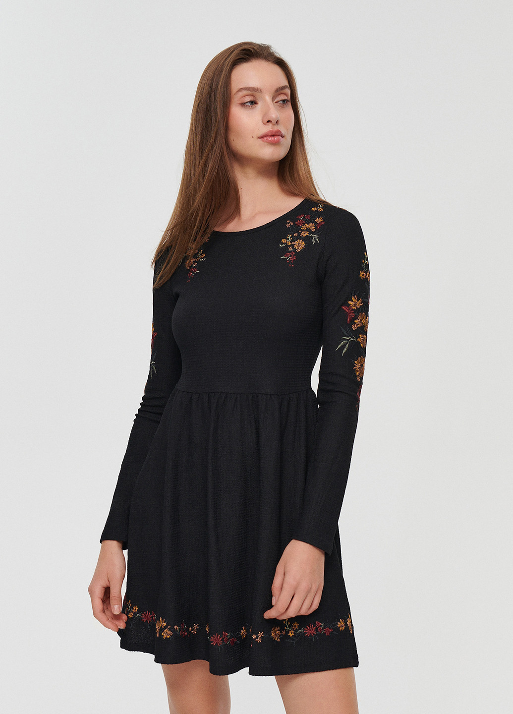 Темно-сіра кежуал сукня кльош House однотонна