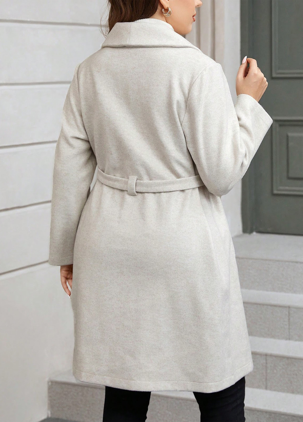 Айворі демісезонне Пальто двобортне SHEIN