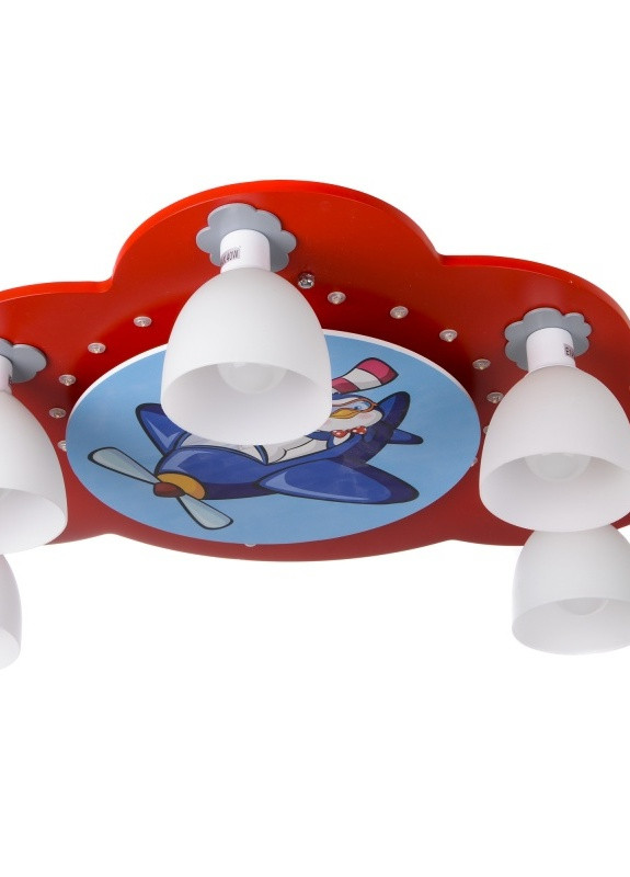 Люстра для дитячої з підсвічуванням дерев'яна KL-415C/5 E14 RED Brille (253887219)