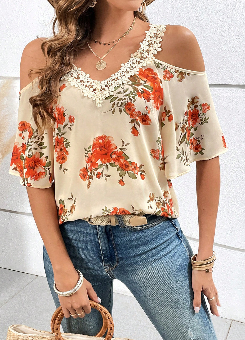 Светло-бежевая блуза SHEIN