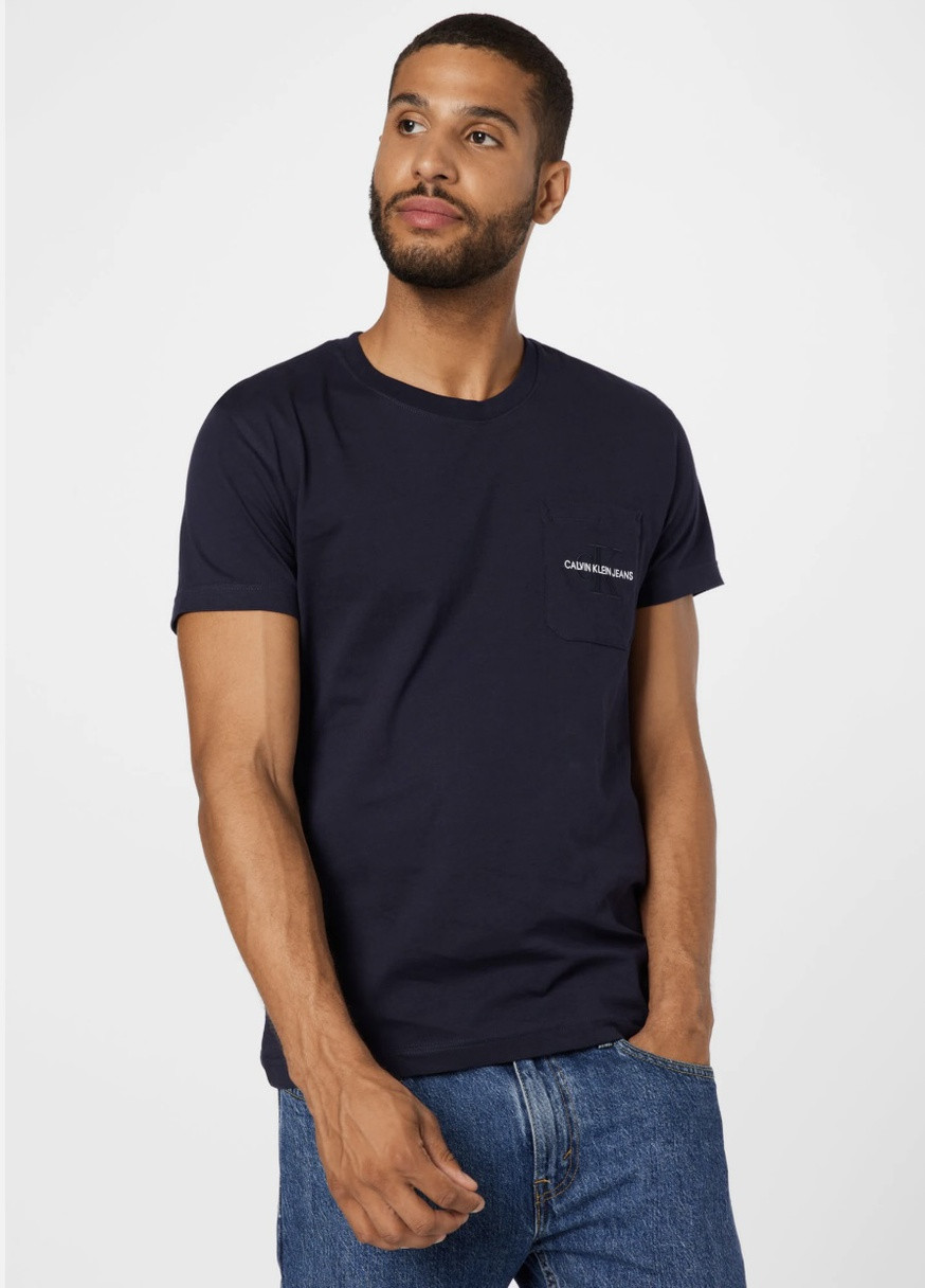 Синя футболка з вишитим лого з коротким рукавом Calvin Klein Regular Fit