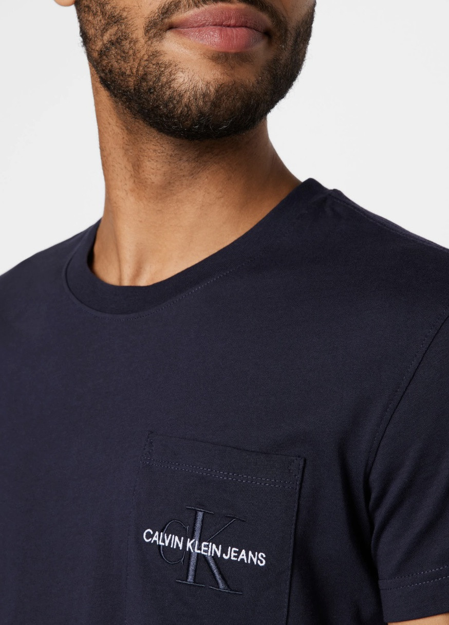 Синяя футболка з вишитым лого с коротким рукавом Calvin Klein Regular Fit