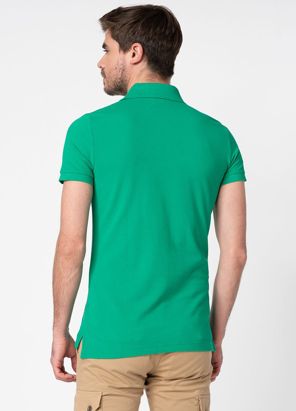 Зеленая футболка-поло для мужчин United Colors of Benetton однотонная