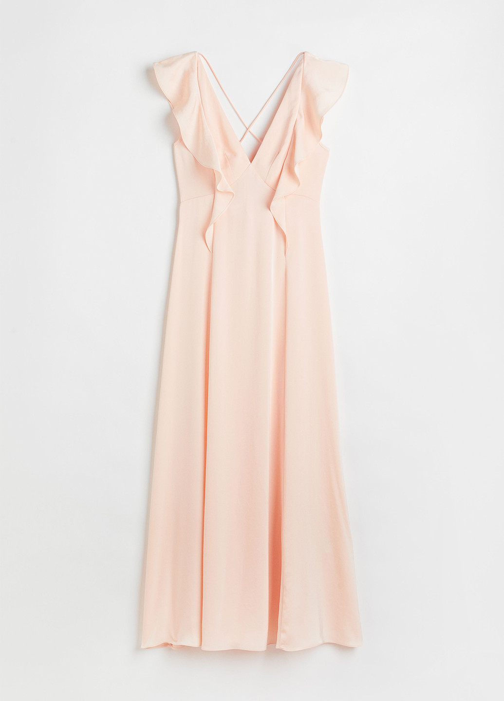 Светло-розовое вечернее, праздничный платье а-силуэт, с открытой спиной H&M однотонное