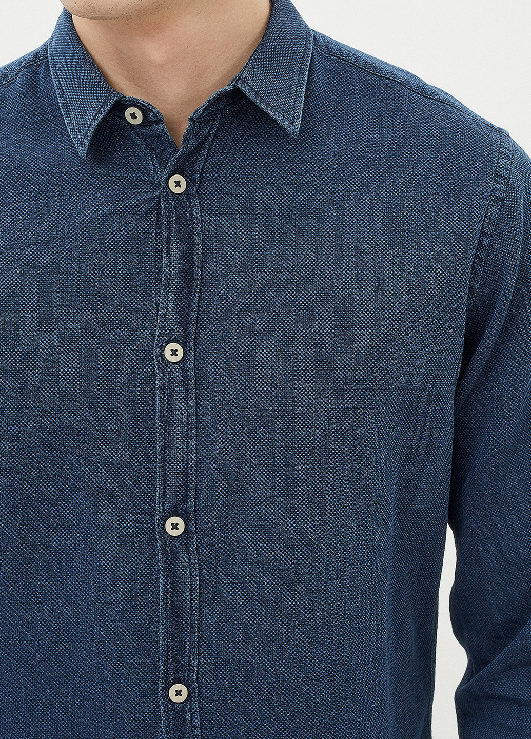 Темно-синяя кэжуал рубашка меланж KOTON