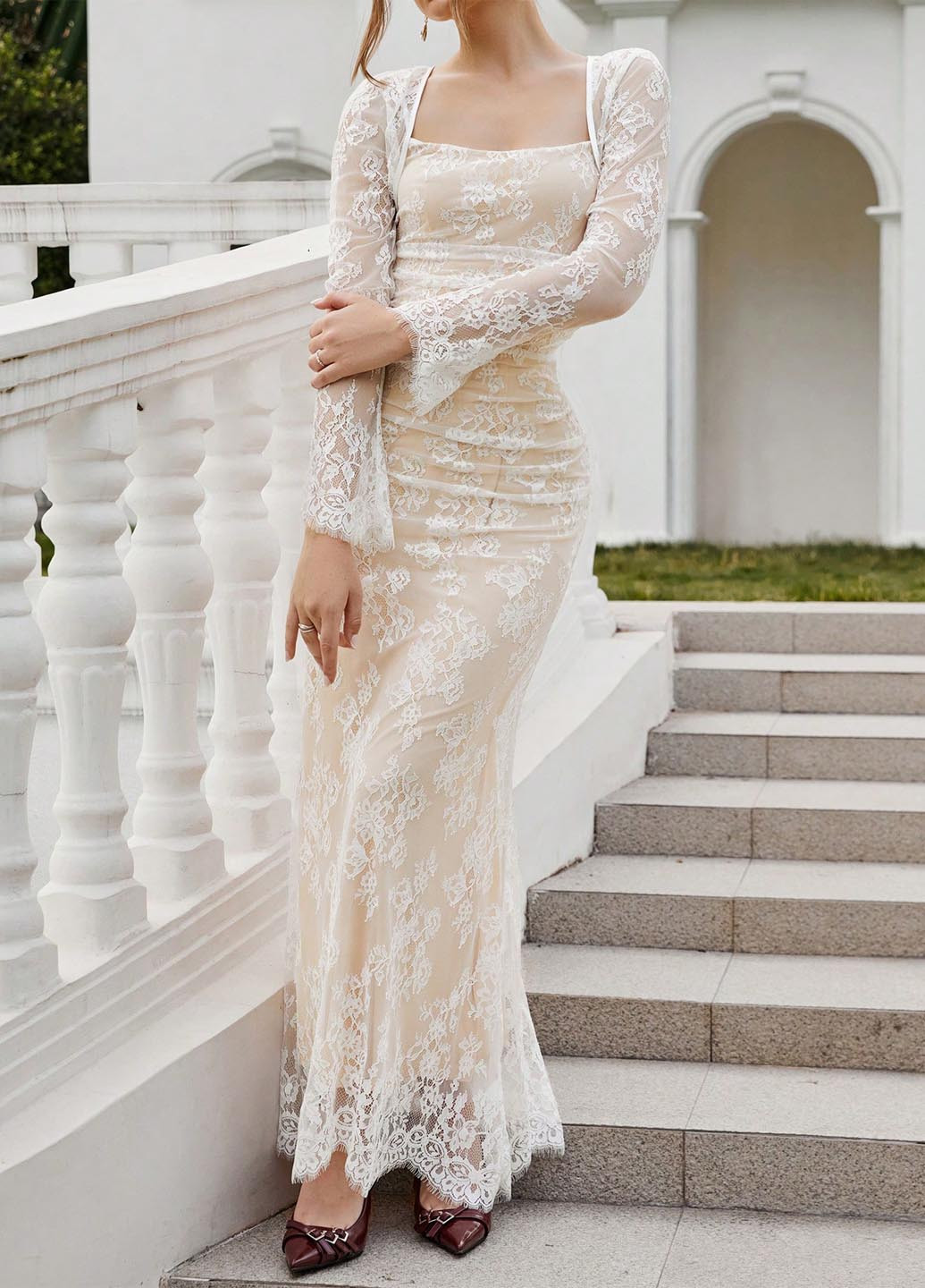 Молочна святковий, вечірня сукня силуетна SHEIN однотонна