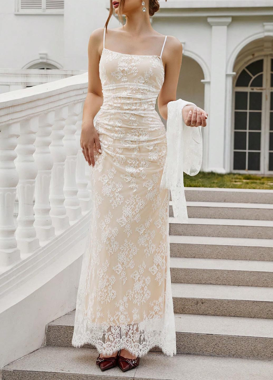 Молочна святковий, вечірня сукня силуетна SHEIN однотонна