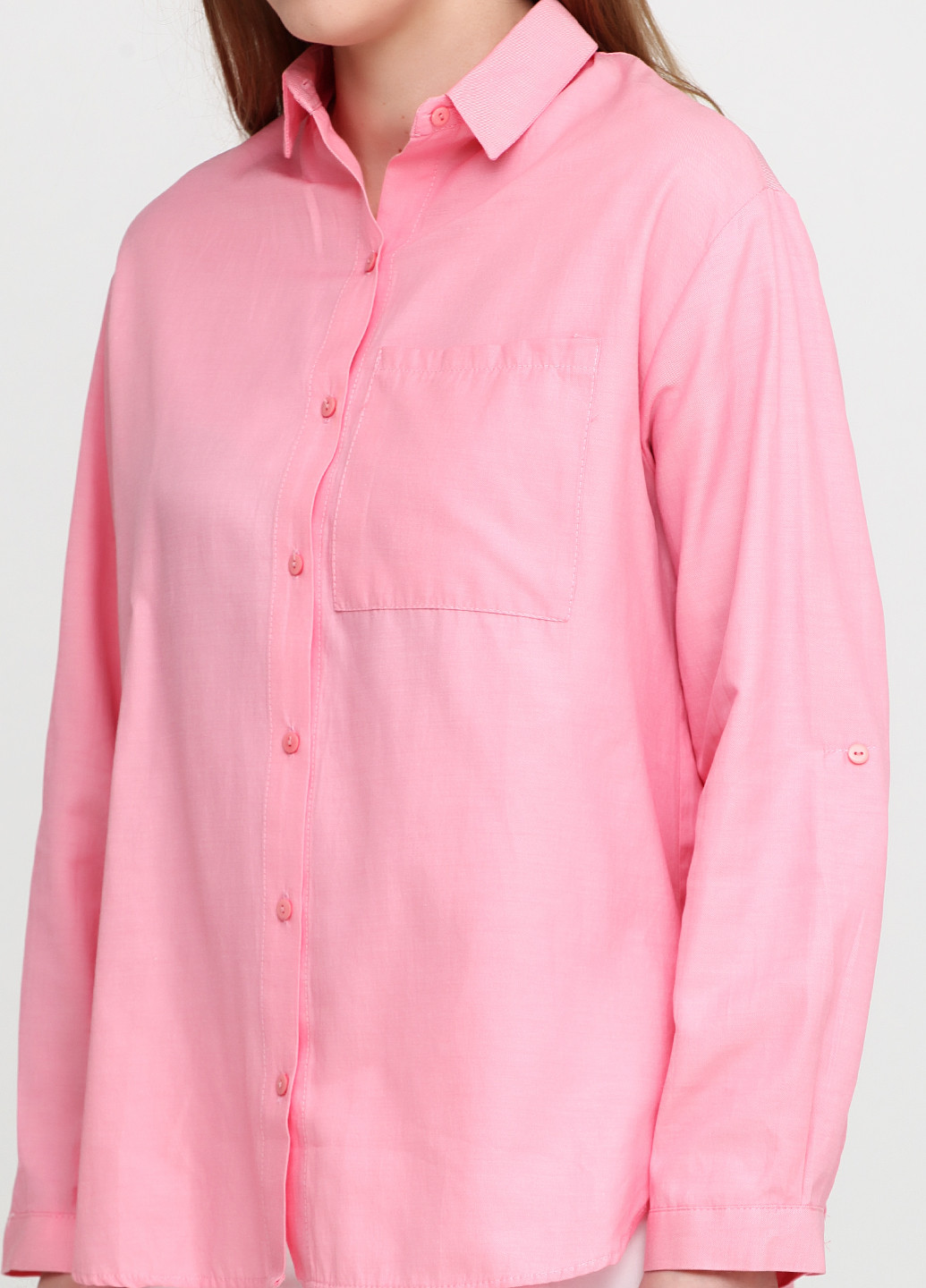Розовая кэжуал рубашка однотонная Sassofono