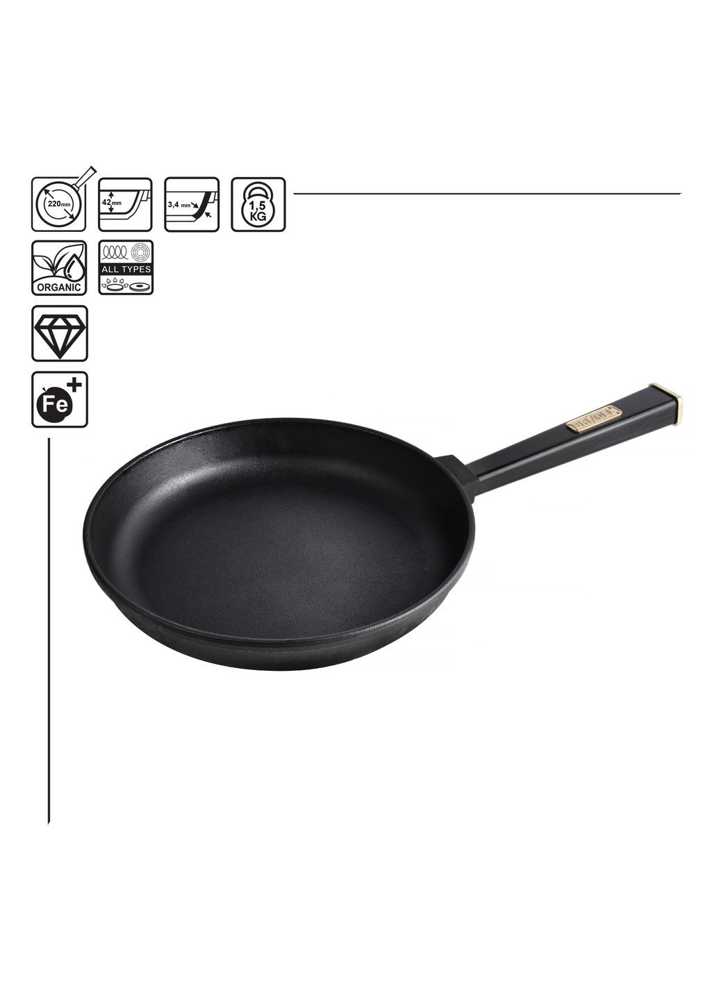 Чавунна сковорода Optima-Black 220 х 40 мм Brizoll (255190764)