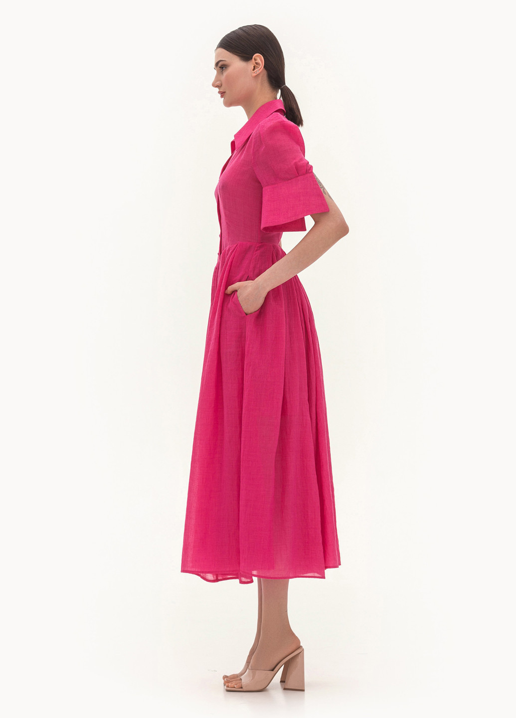 Рожева кежуал сукня кльош BGL однотонна