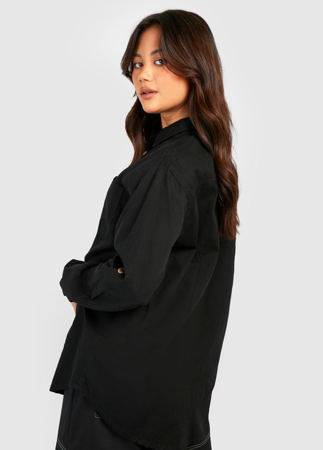 Черная джинсовая рубашка однотонная Boohoo