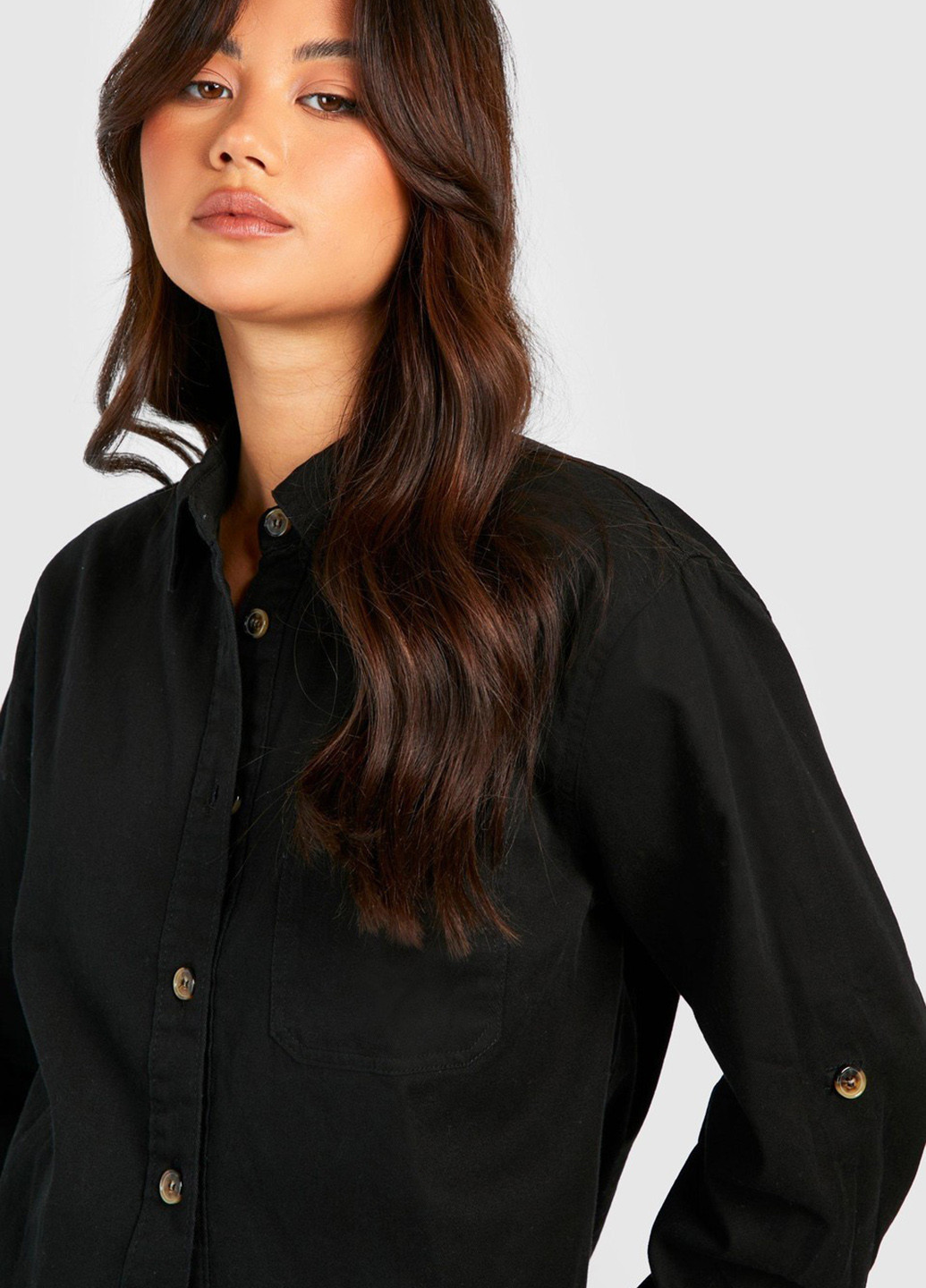 Черная джинсовая рубашка однотонная Boohoo