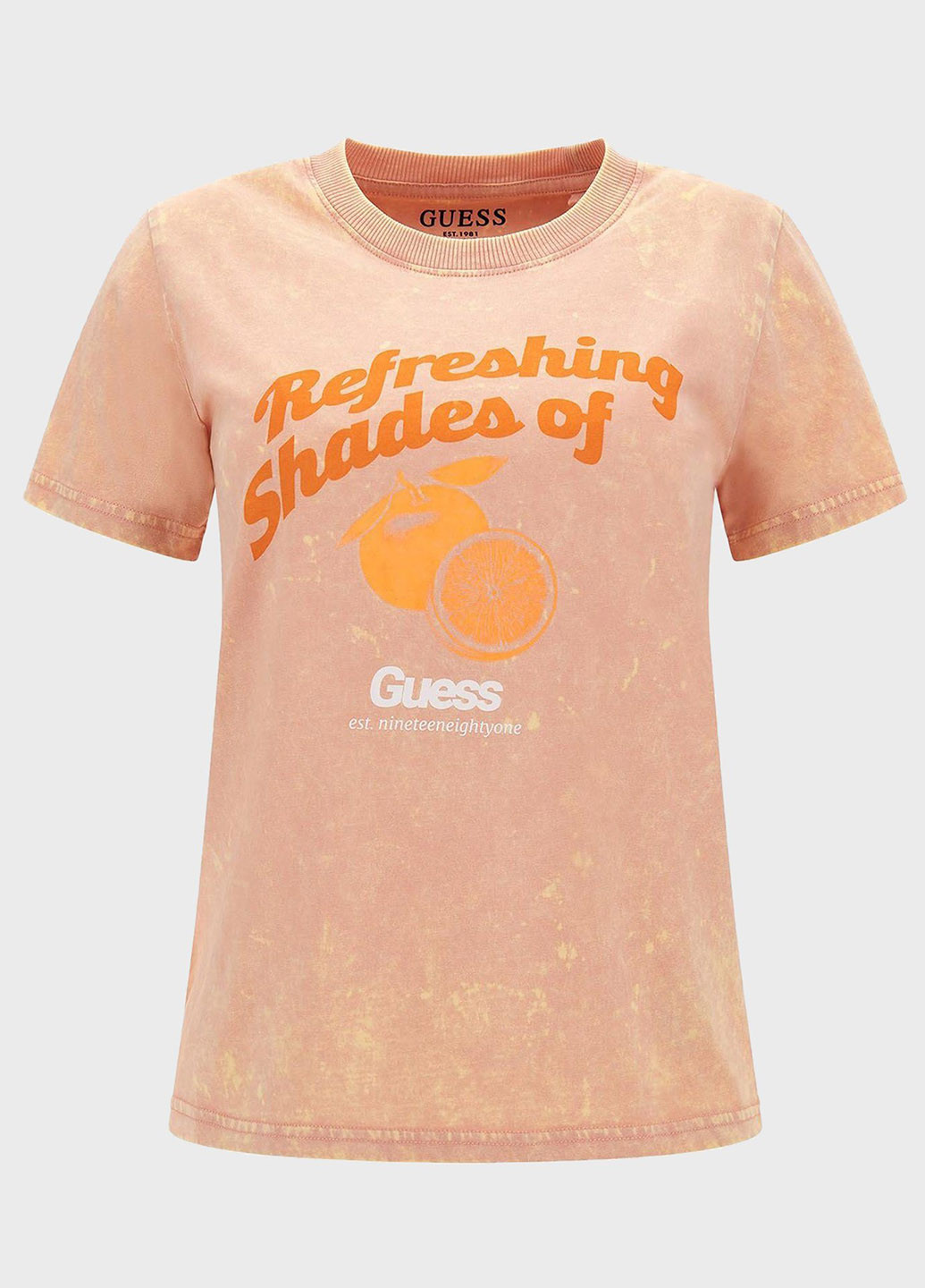 Персиковая летняя футболка Guess