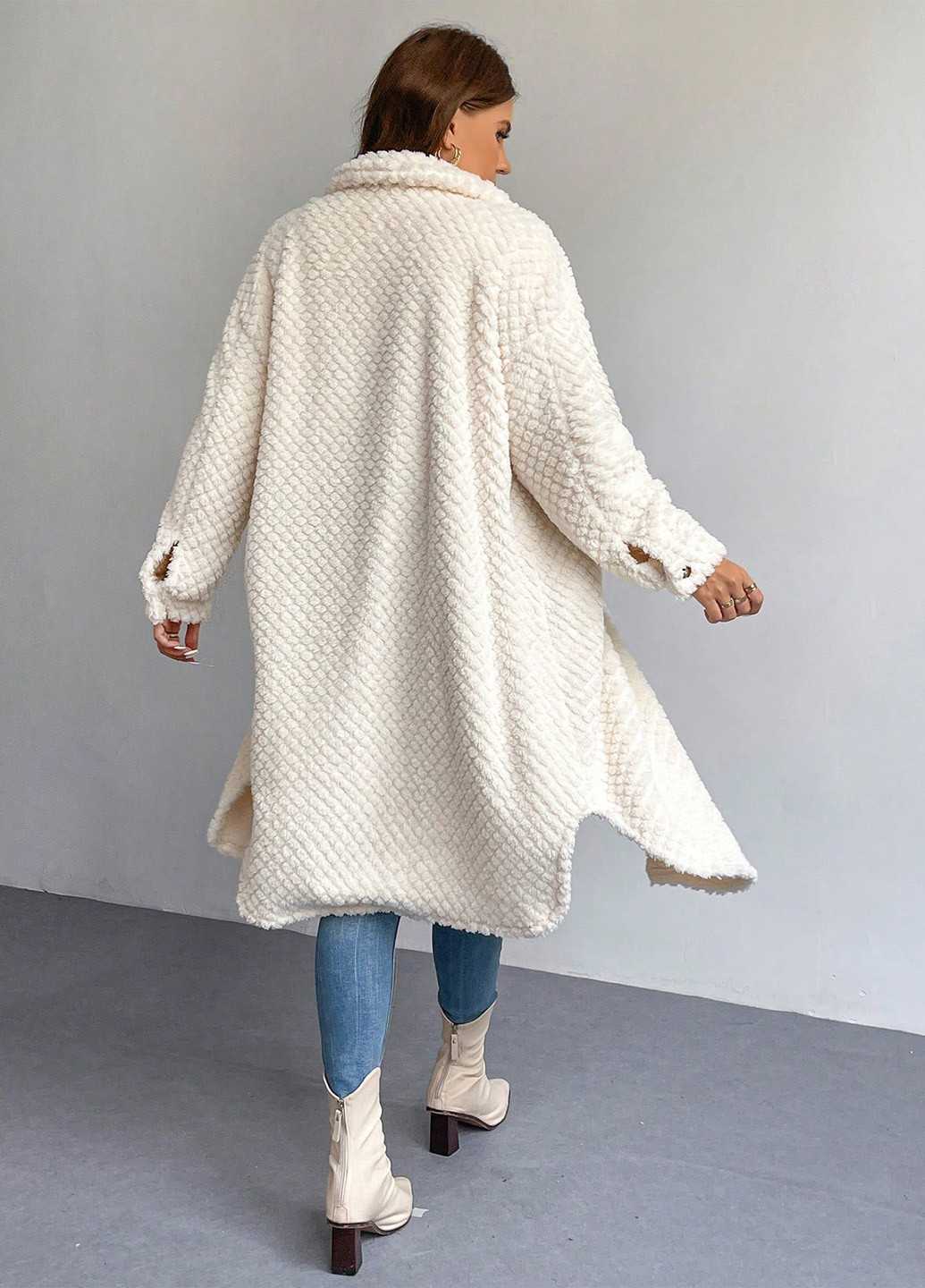 Бежеве демісезонне Пальто пальто-сорочка SHEIN