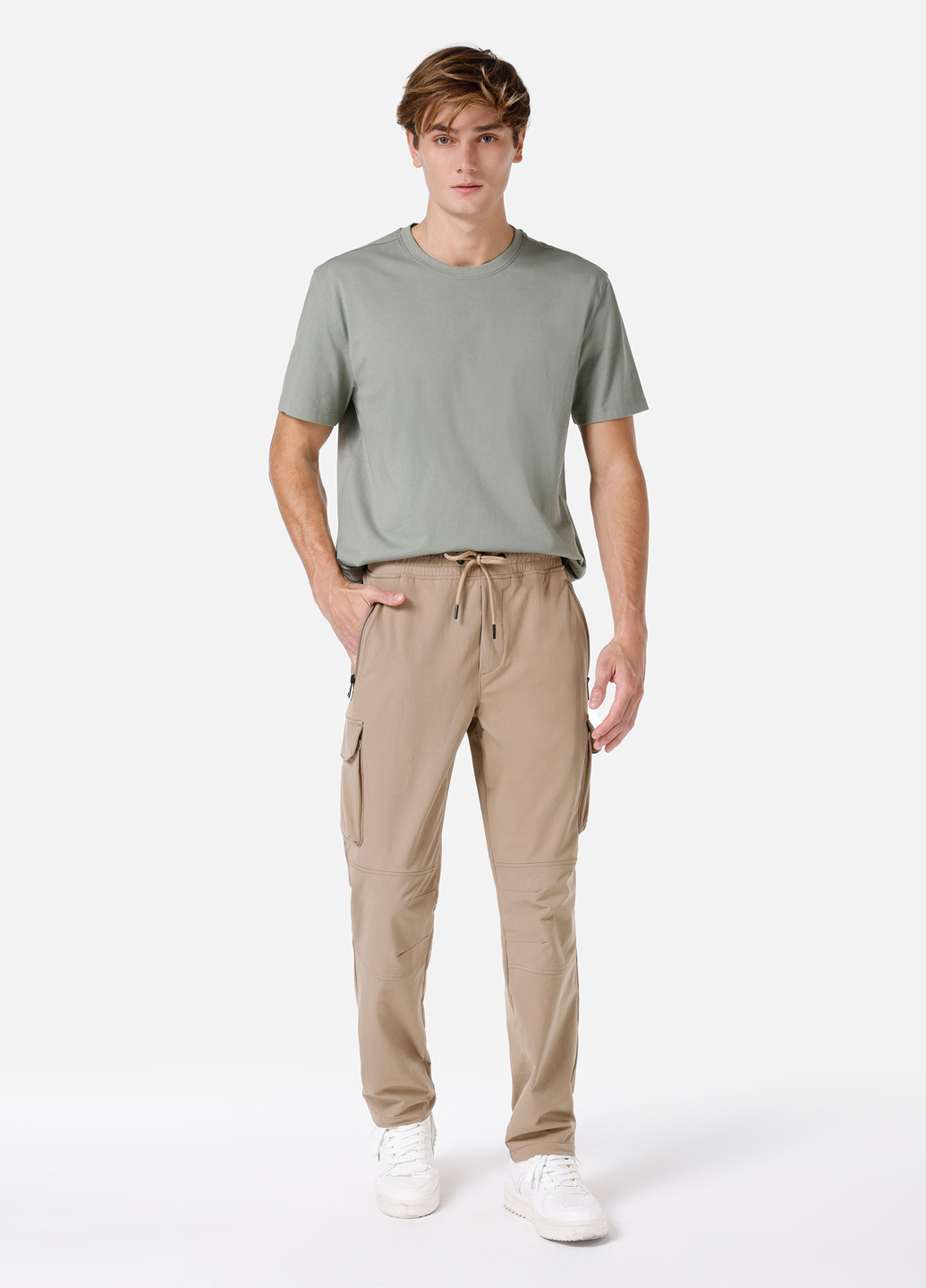 Светло-бежевые кэжуал демисезонные карго брюки Colin's