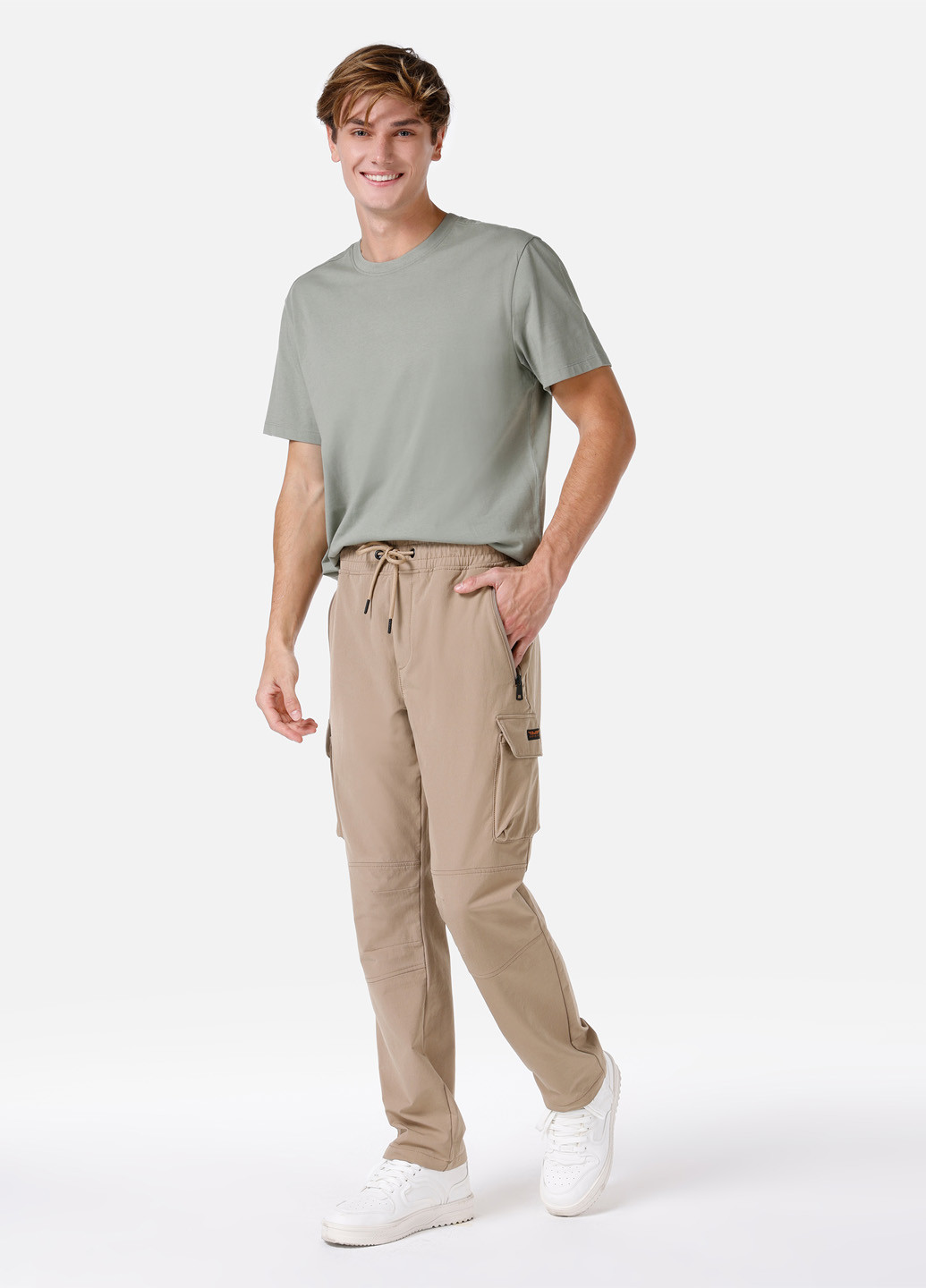 Светло-бежевые кэжуал демисезонные карго брюки Colin's