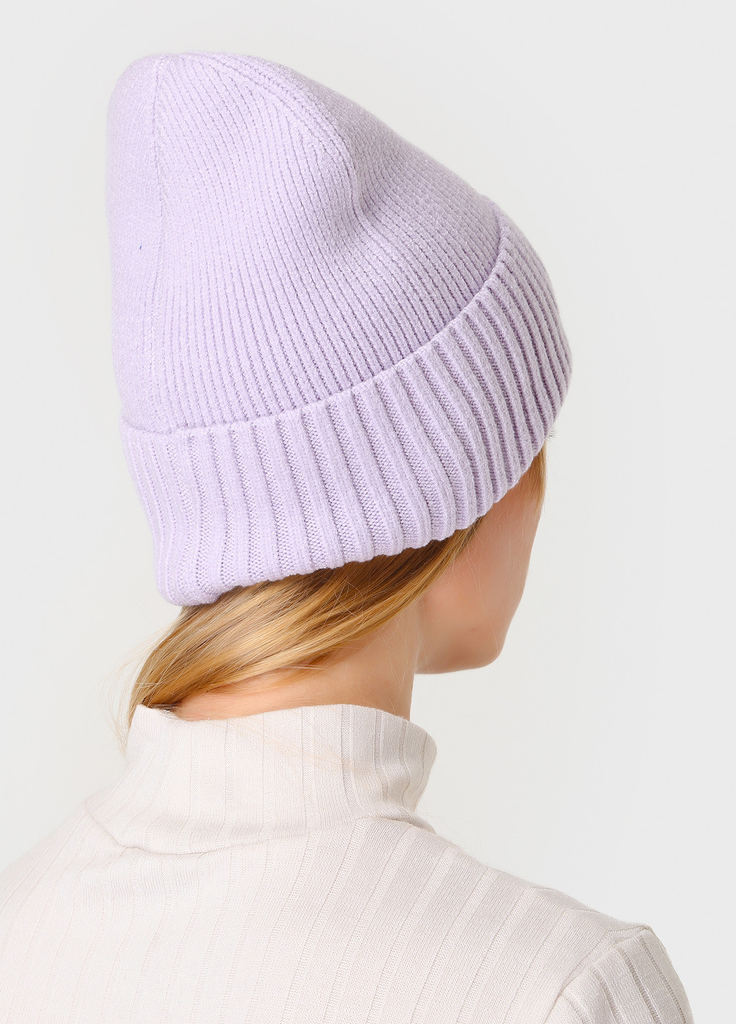 Тепла зимова кашемірова жіноча шапка з відворотом без підкладки 500012 DeMari (244712818)