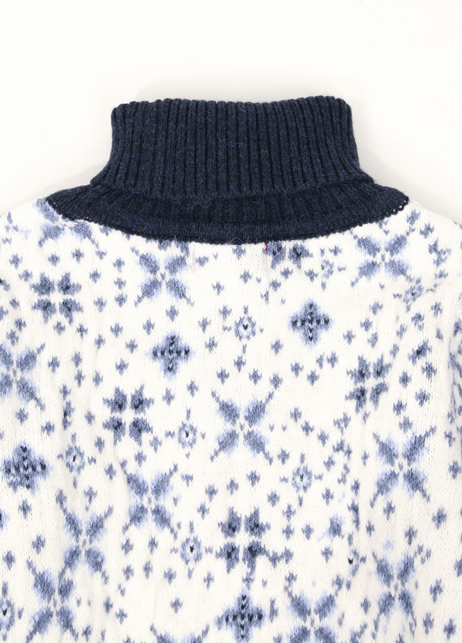 Темно-синій зимовий светр для хлопчика темно-синій новорічний принт з будиночками Pulltonic Прямая