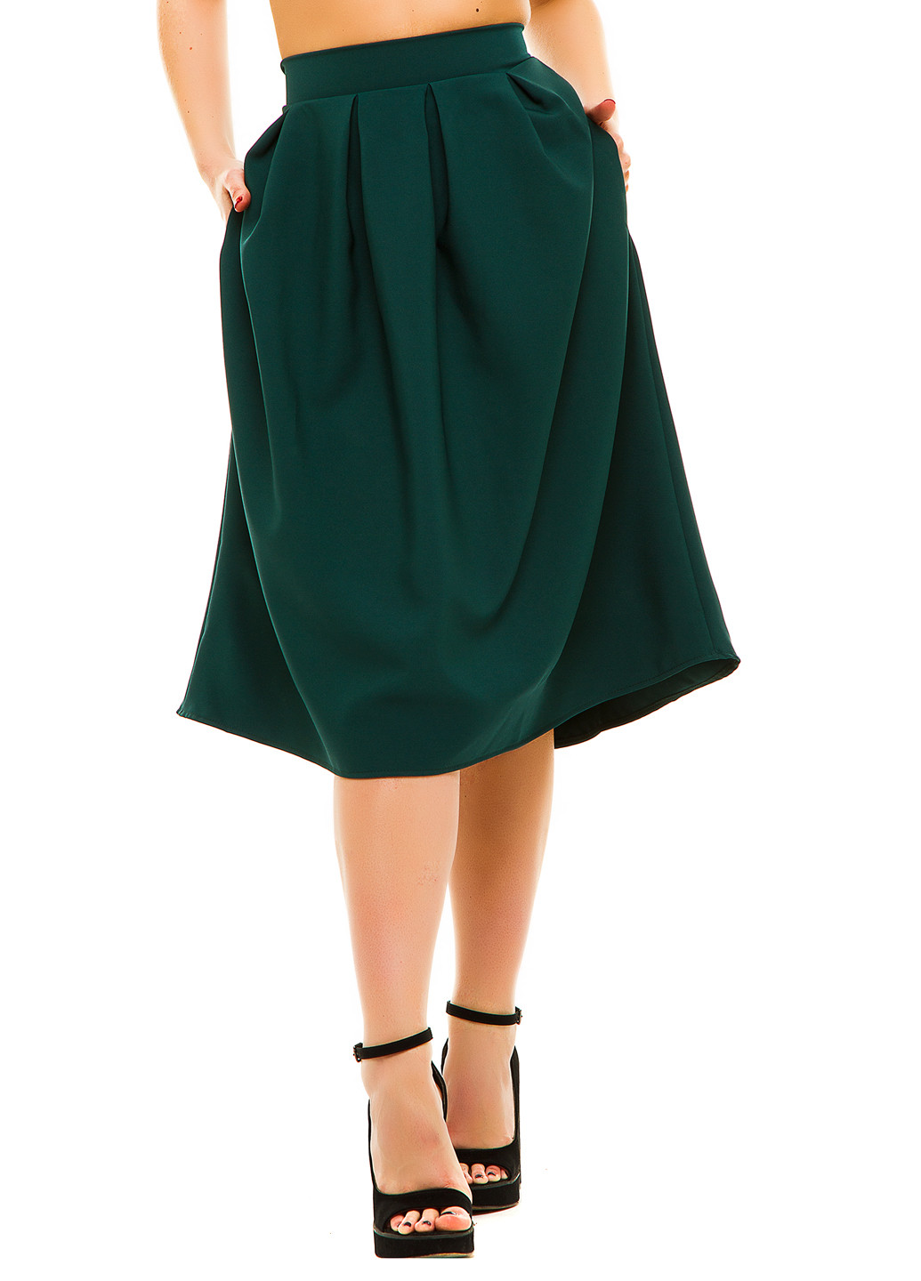 Темно-зеленая кэжуал юбка Lady Style миди