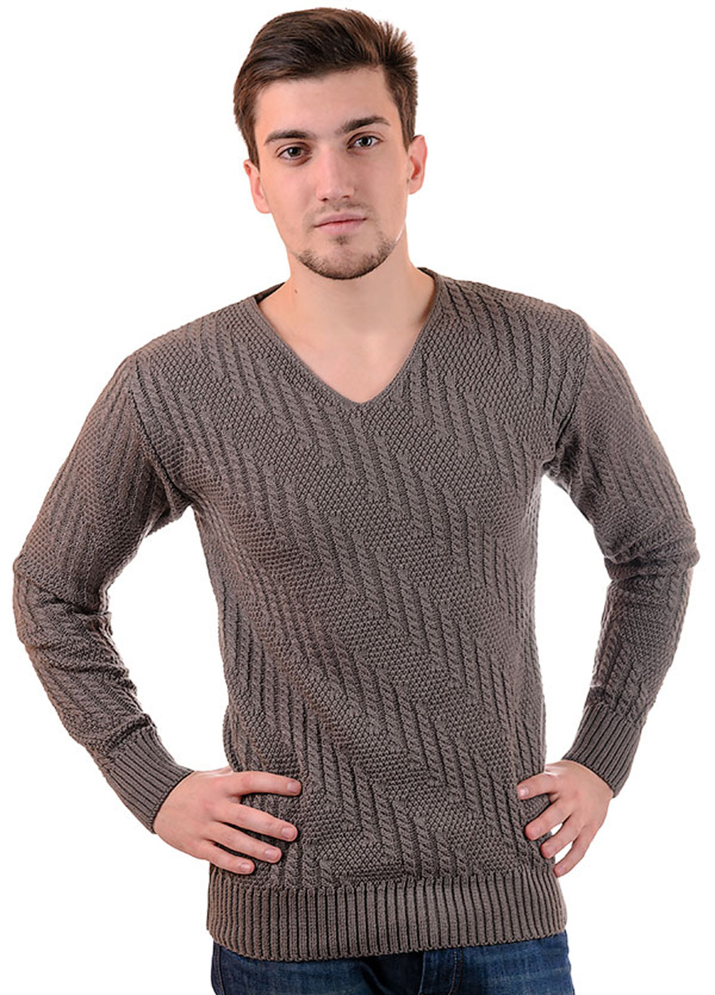 Кофейный демисезонный пуловер пуловер SVTR
