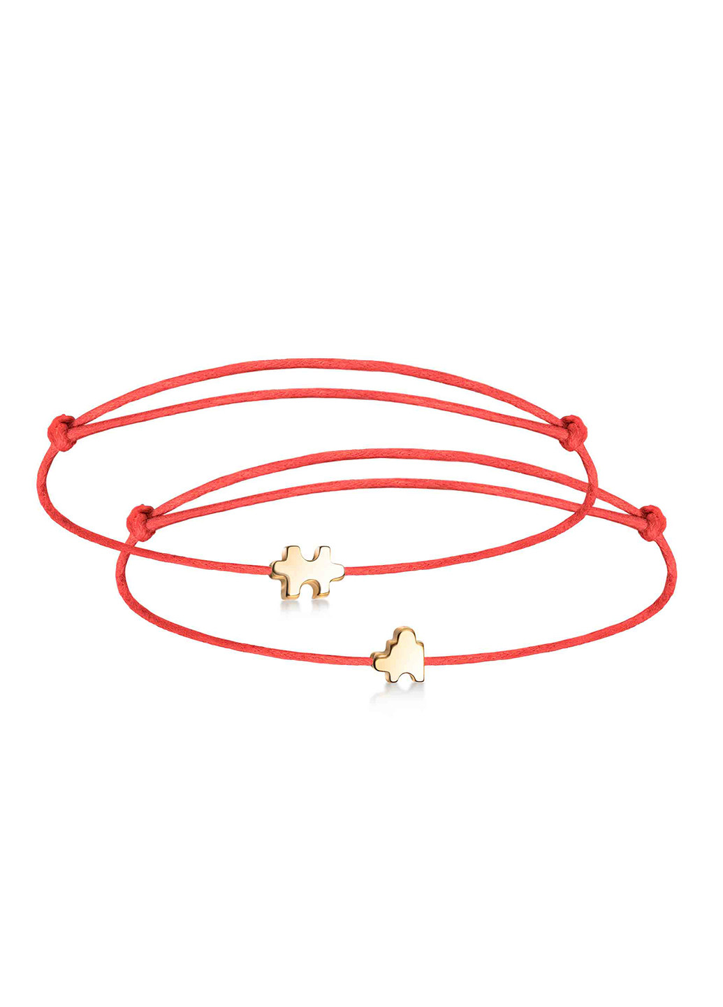 Позолоченые парные браслеты с шармиками в виде пазлов 16-18 см Красный Peninsula (224608691)