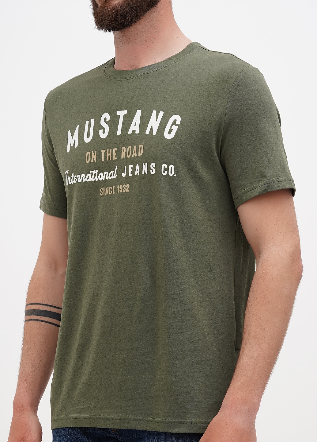 Хаки (оливковая) футболка Mustang
