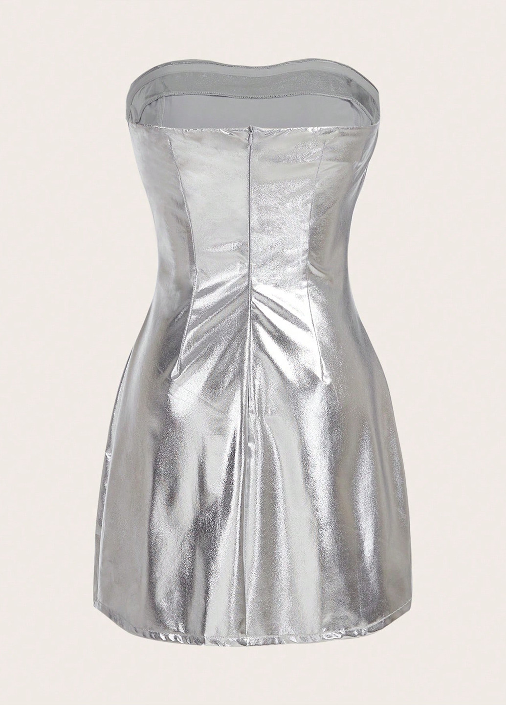 Срібна коктейльна сукня з відкритими плечима SHEIN однотонна