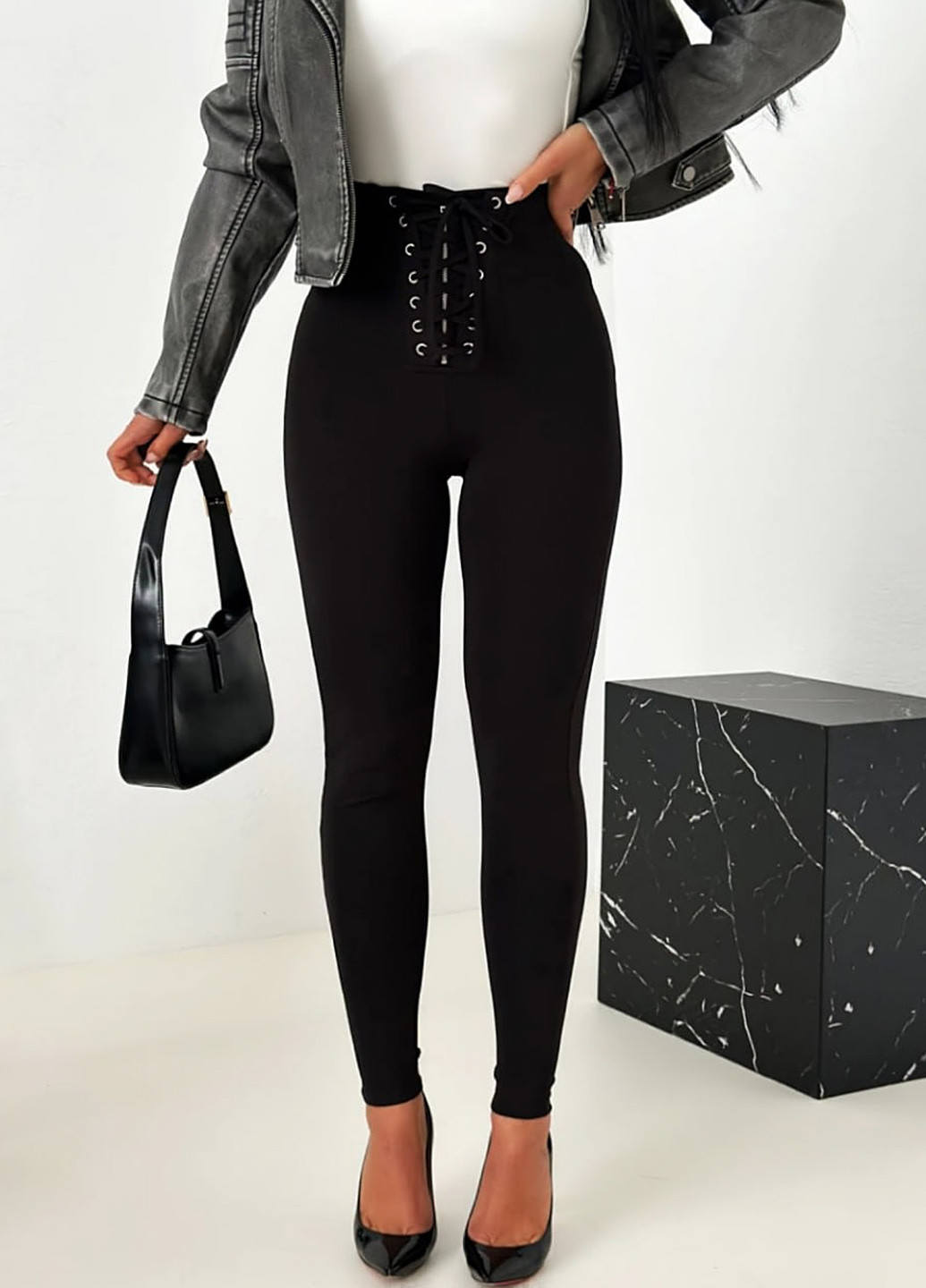 Черные демисезонные леггинсы No Brand