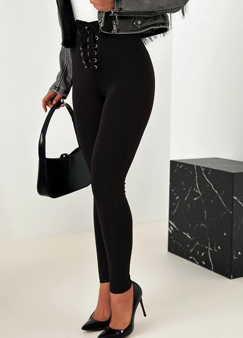 Черные демисезонные леггинсы No Brand