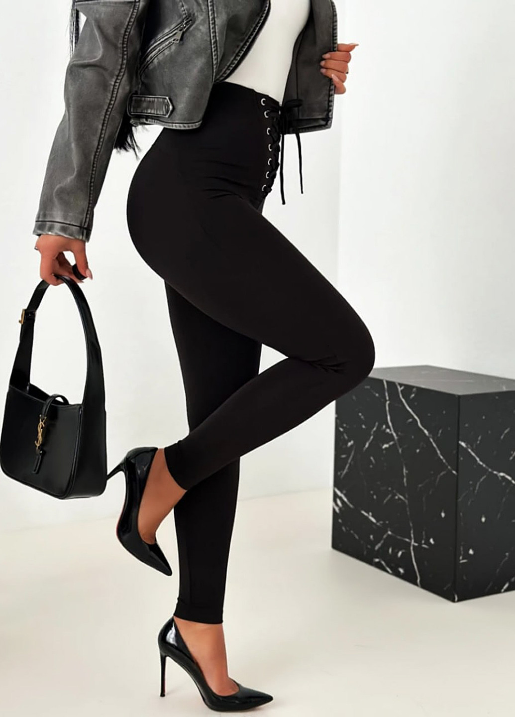 Черные демисезонные леггинсы No Brand