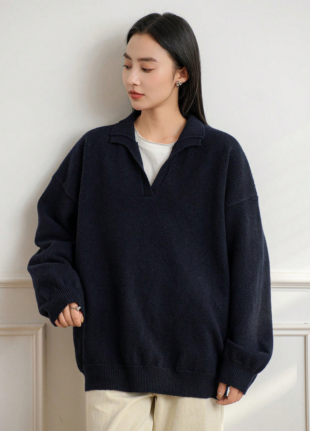 Темно-синій зимовий светр SHEIN