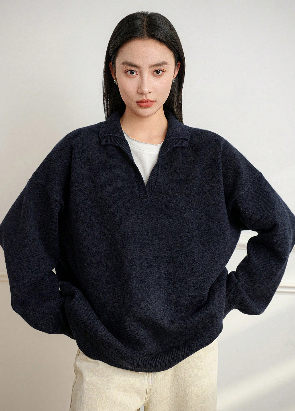 Темно-синій зимовий светр SHEIN