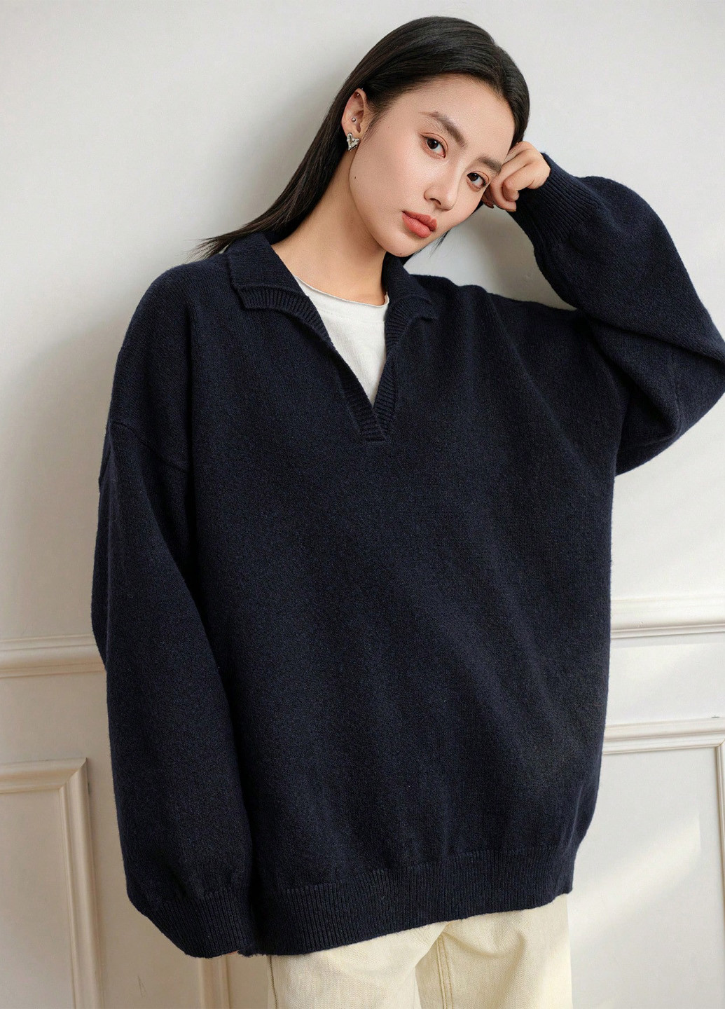 Темно-синій зимовий светр SHEIN