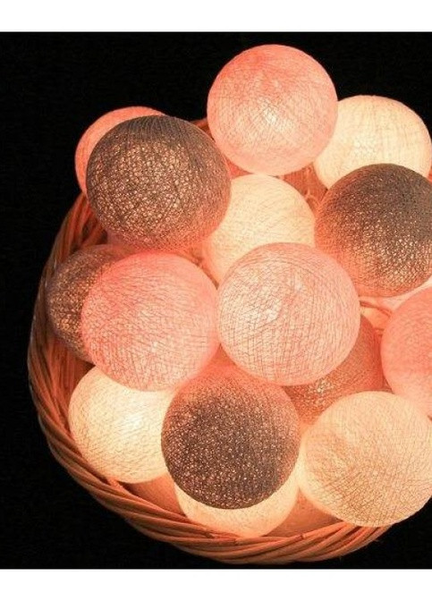 Гірлянда з ниткових кульок CBL Pink&Grey 20 шт, 3.7 м Cotton Ball Lights 1695 (252644055)