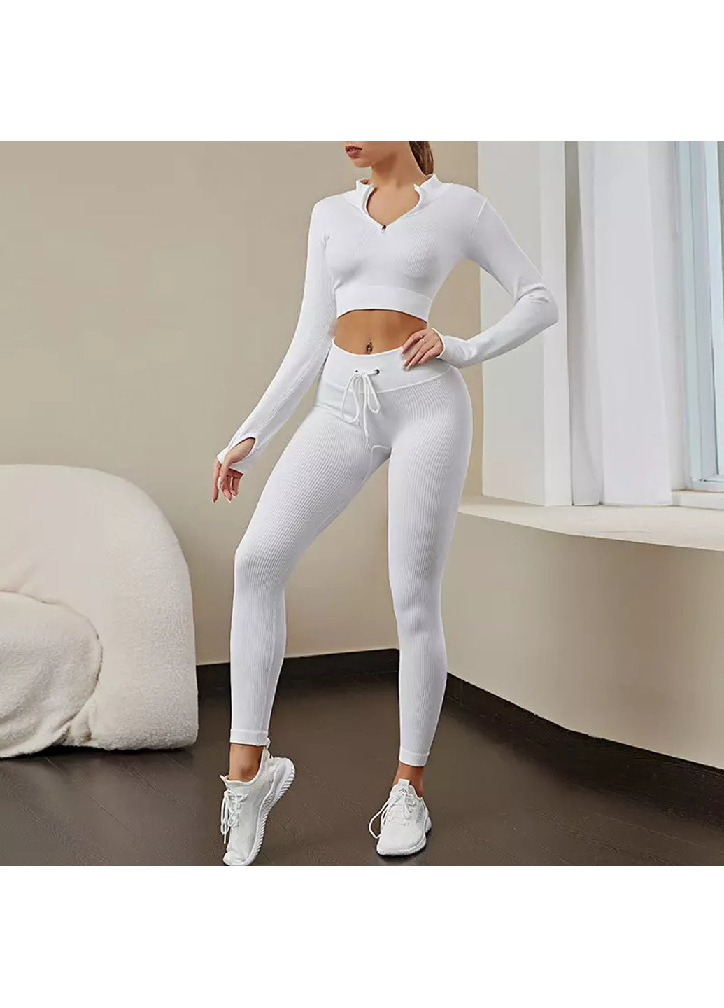 Комплект для фитнеса рашгард и леггинсы M 8353 белый Fashion (254441430)