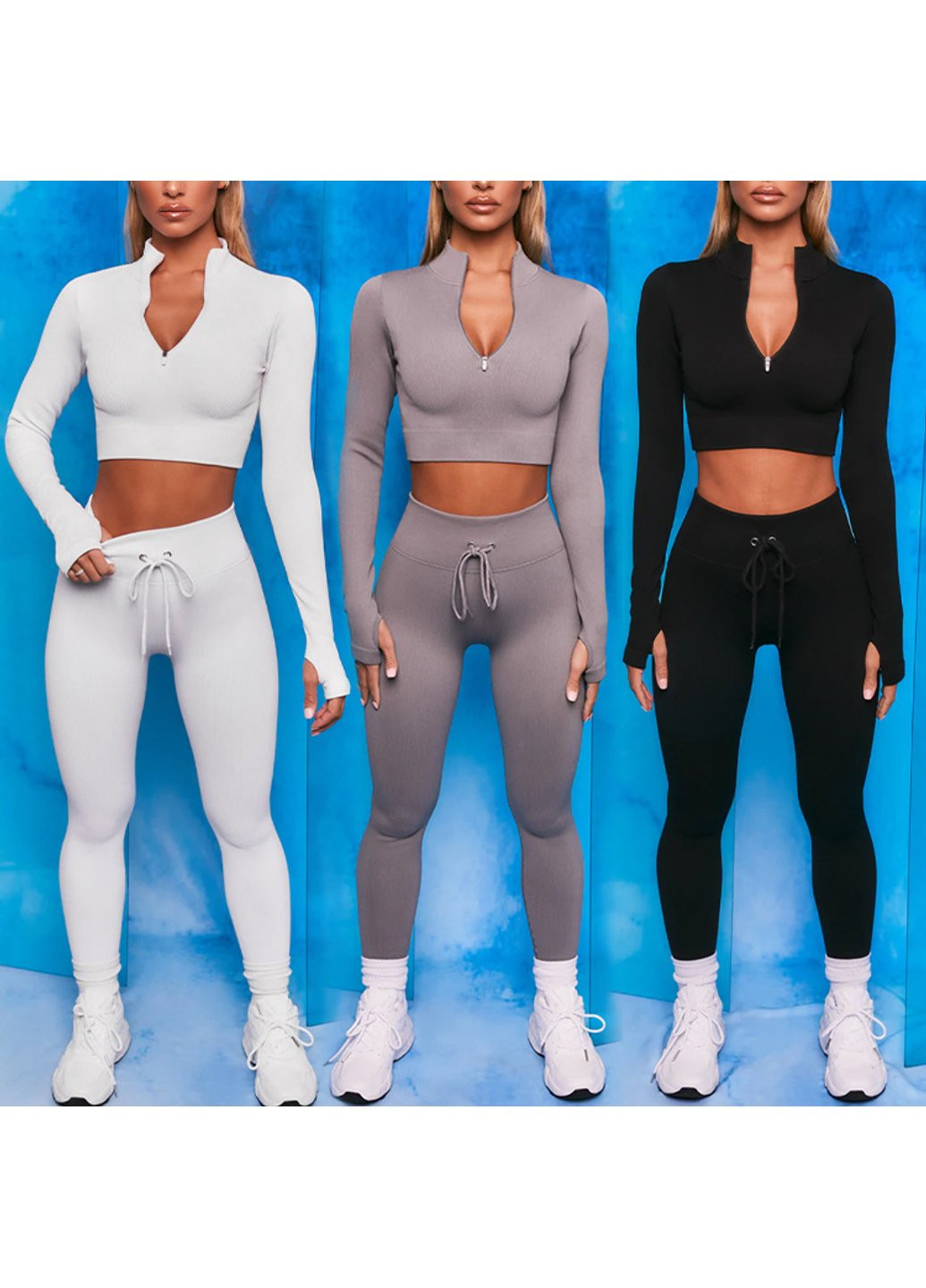 Комплект для фитнеса рашгард и леггинсы M 8353 белый Fashion (254441430)