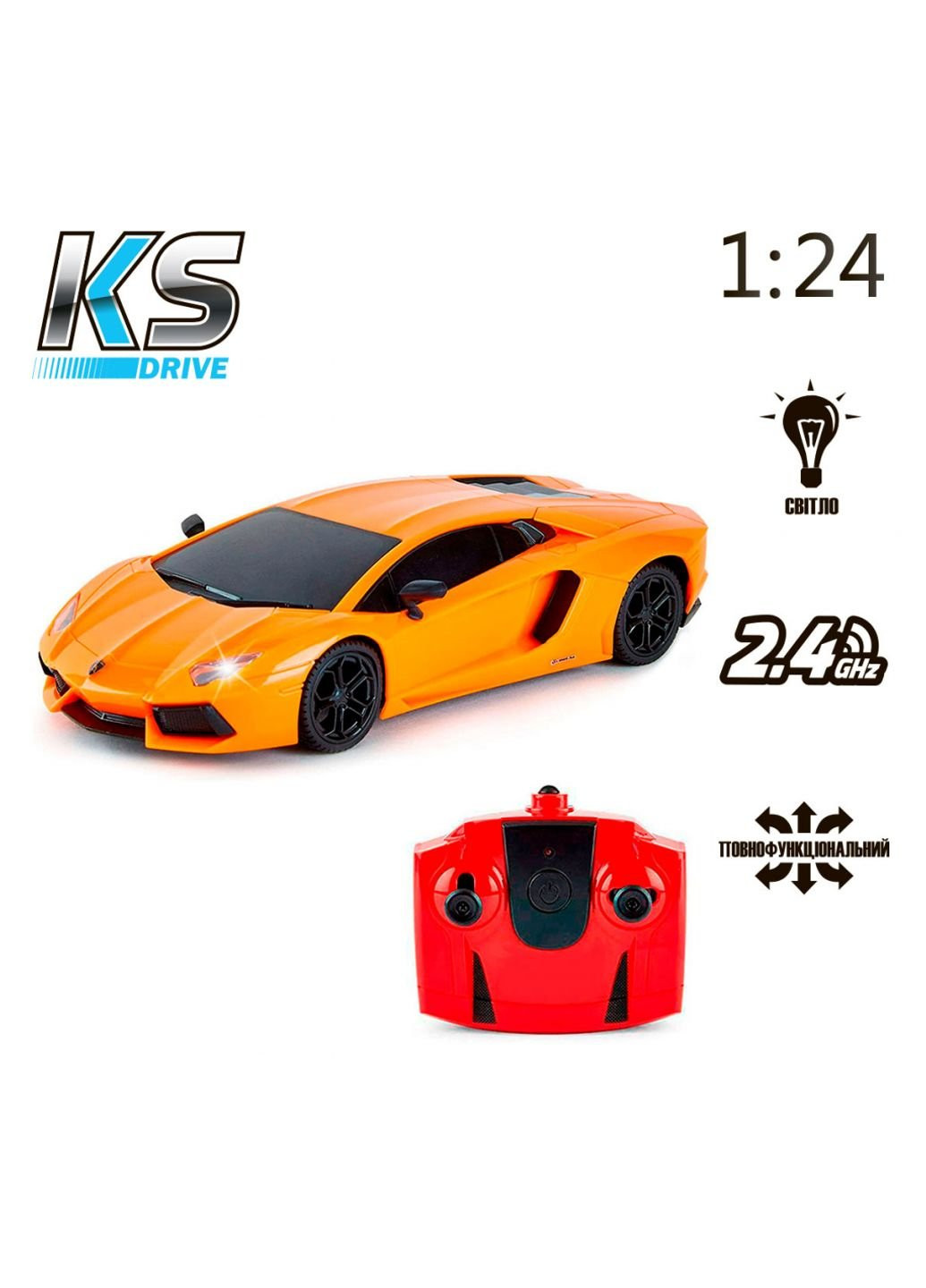 Радиоуправляемая игрушка Lamborghini Aventador LP 700-4 (1:24, 2.4Ghz, оранжевый) (124GLBO) KS Drive (254082932)