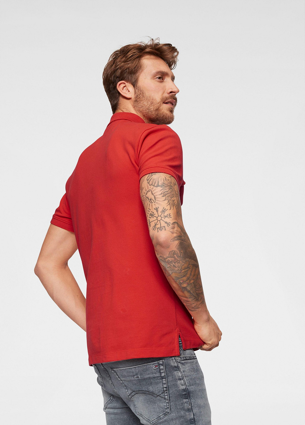 Красная футболка-поло для мужчин Tommy Jeans с логотипом
