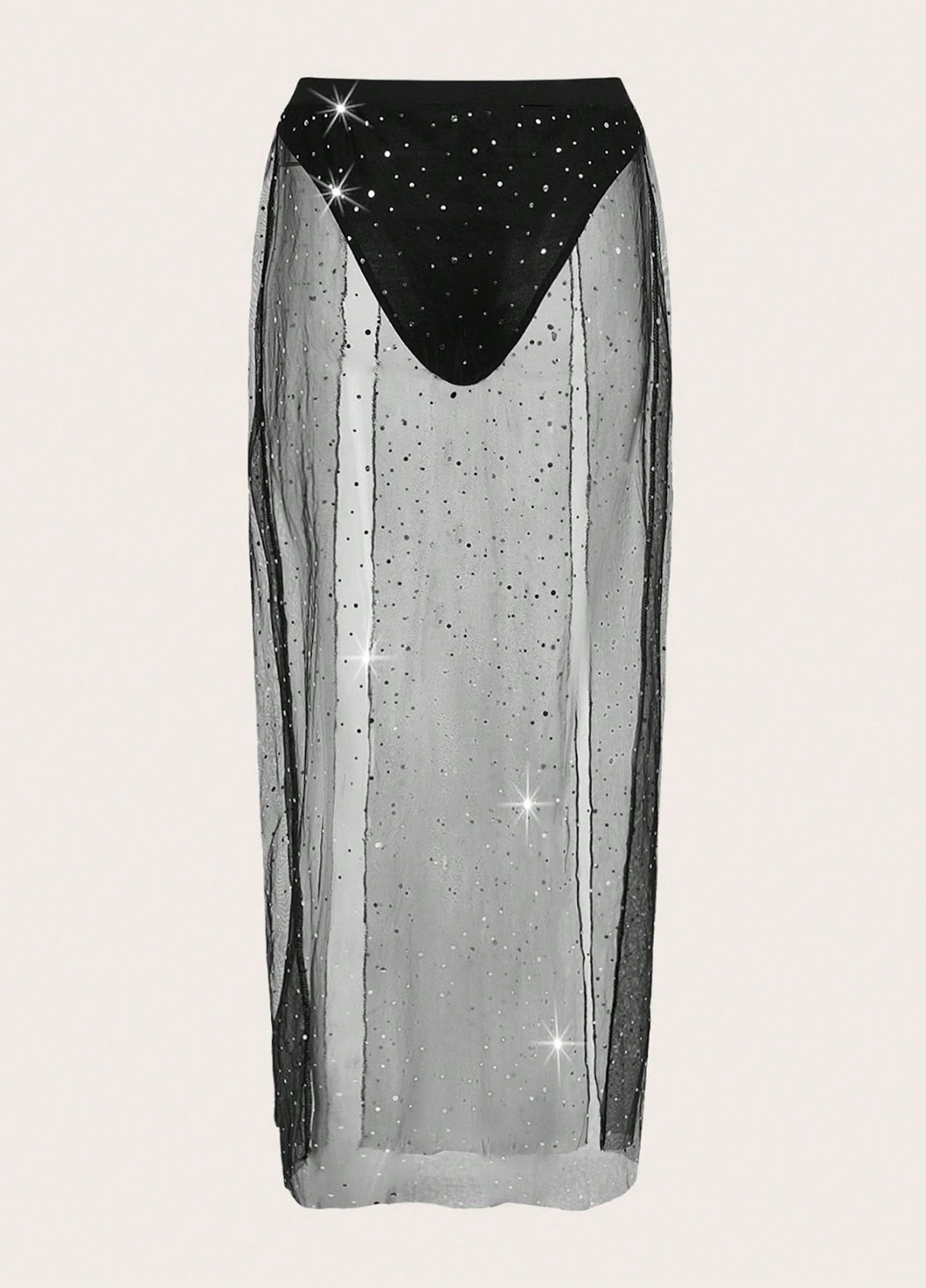 Черная вечерний однотонная юбка SHEIN