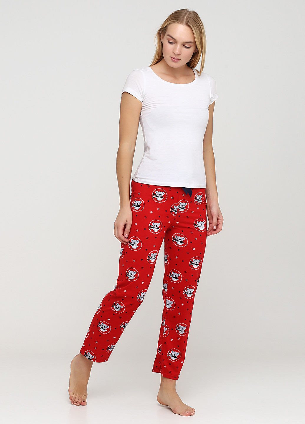 Красные домашние демисезонные брюки Rinda Pijama