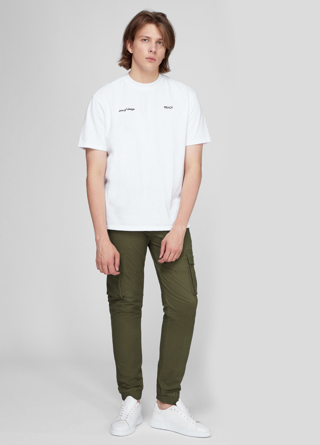 Хаки кэжуал демисезонные джоггеры, карго брюки Denim Project