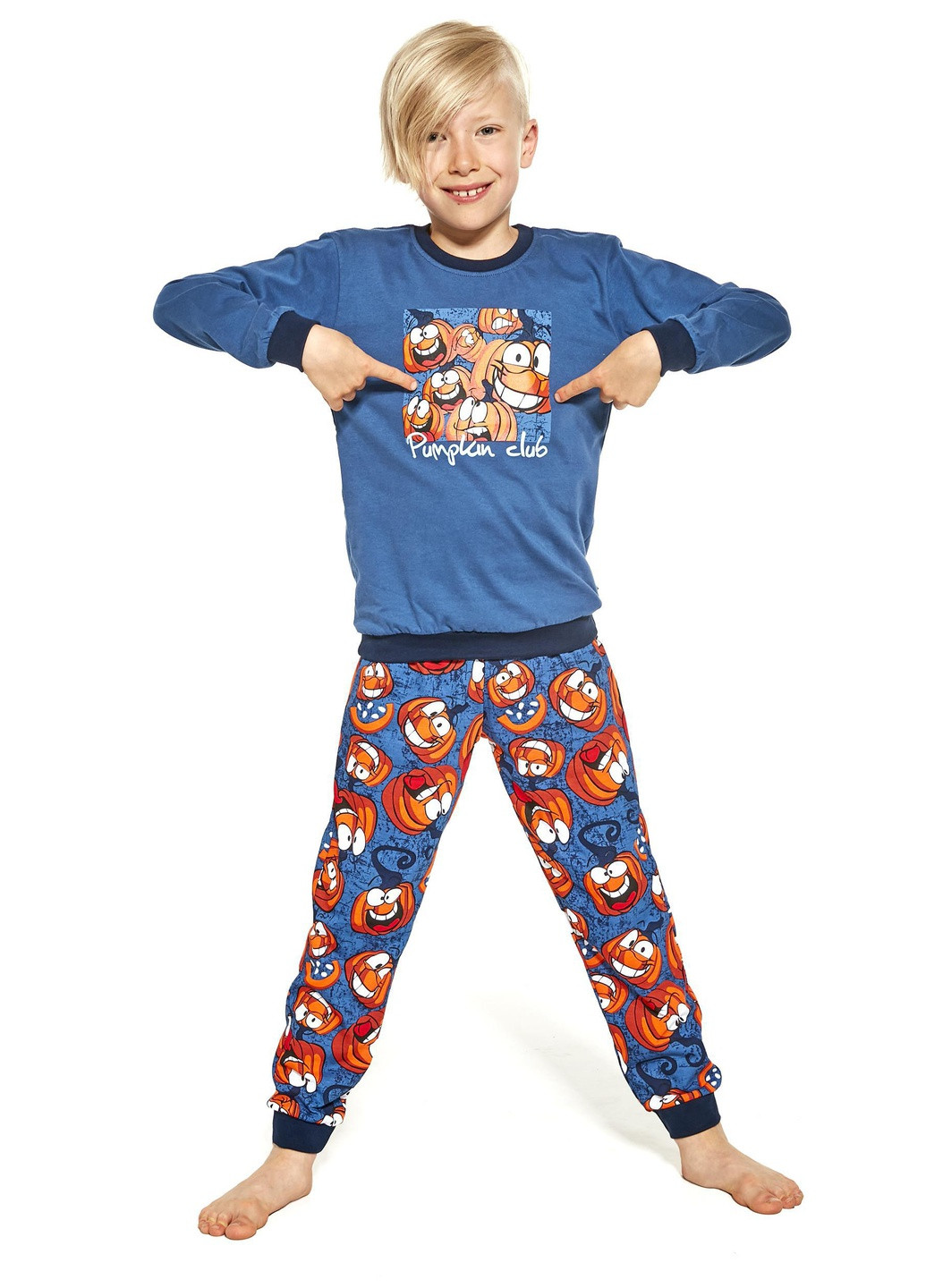 Синяя всесезон пижама для мальчиков 123 pumpkin 976-21 кофта + брюки Cornette