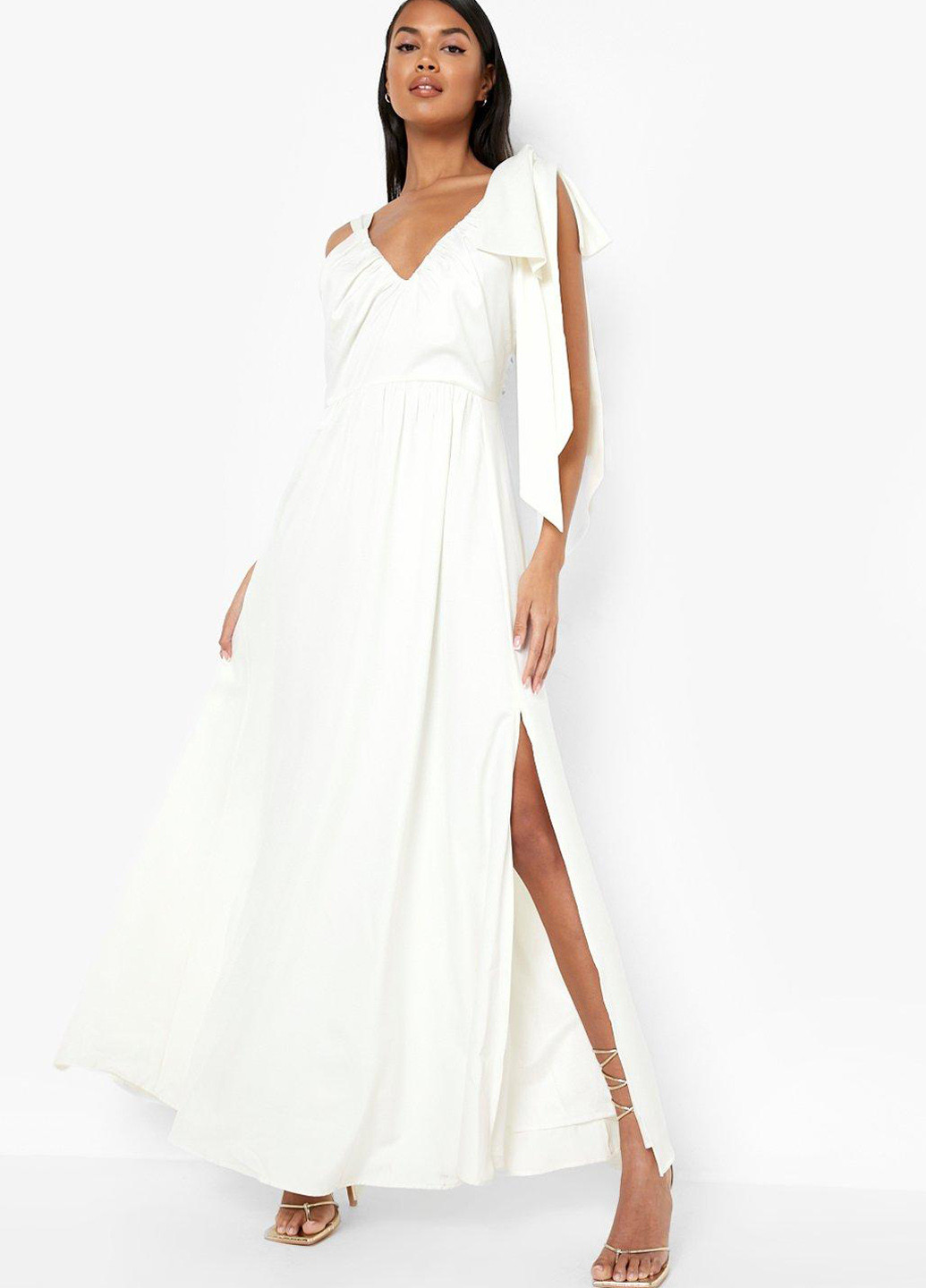 Молочна коктейльна сукня в стилі армпір Boohoo однотонна