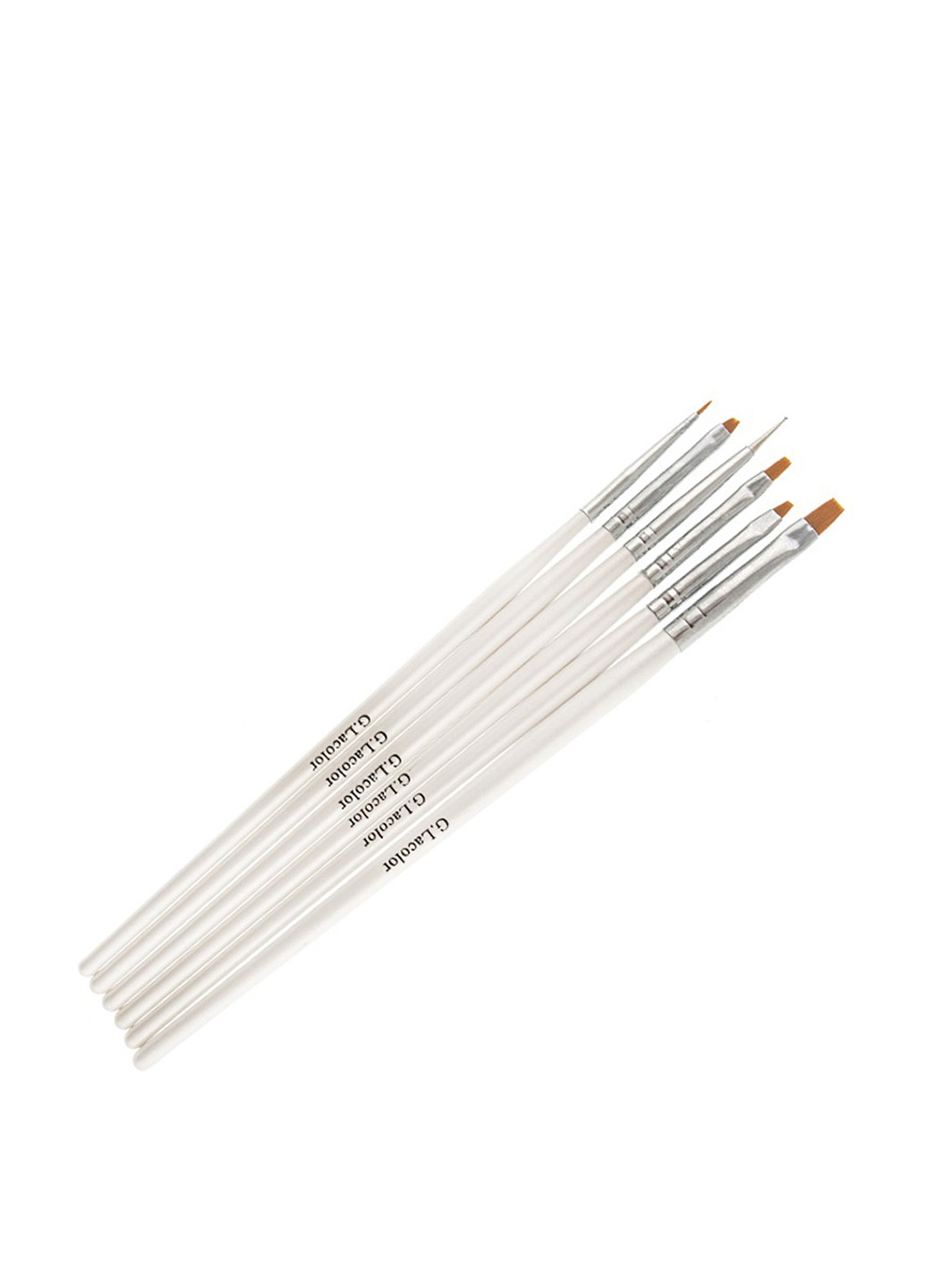Набор кистей для наращивания гелем и дизайна ногтей с белой ручкой (6 шт.) G.La Color (240657816)