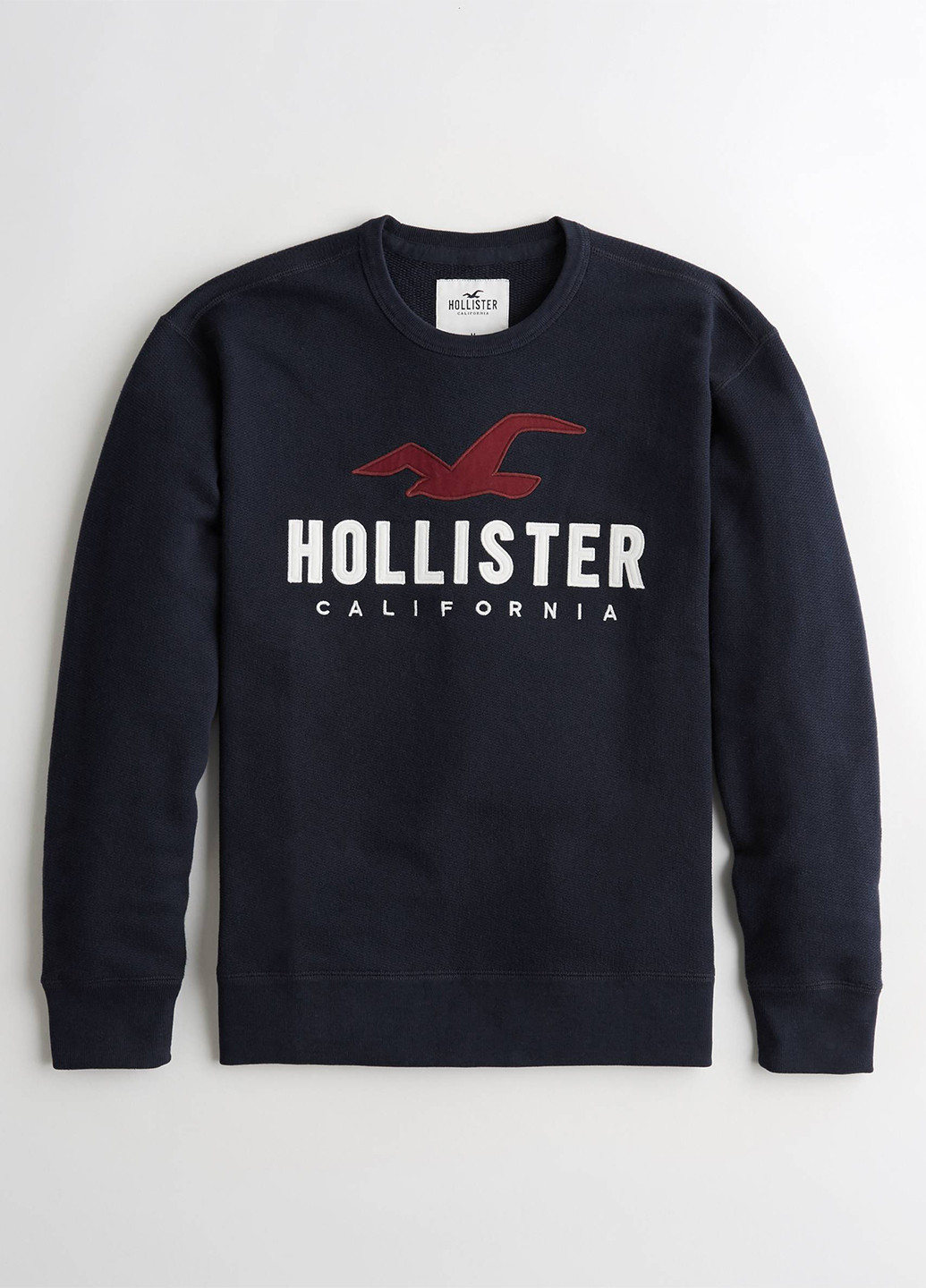 Свитшот Hollister - Прямой крой логотип темно-синий кэжуал хлопок - (173791441)