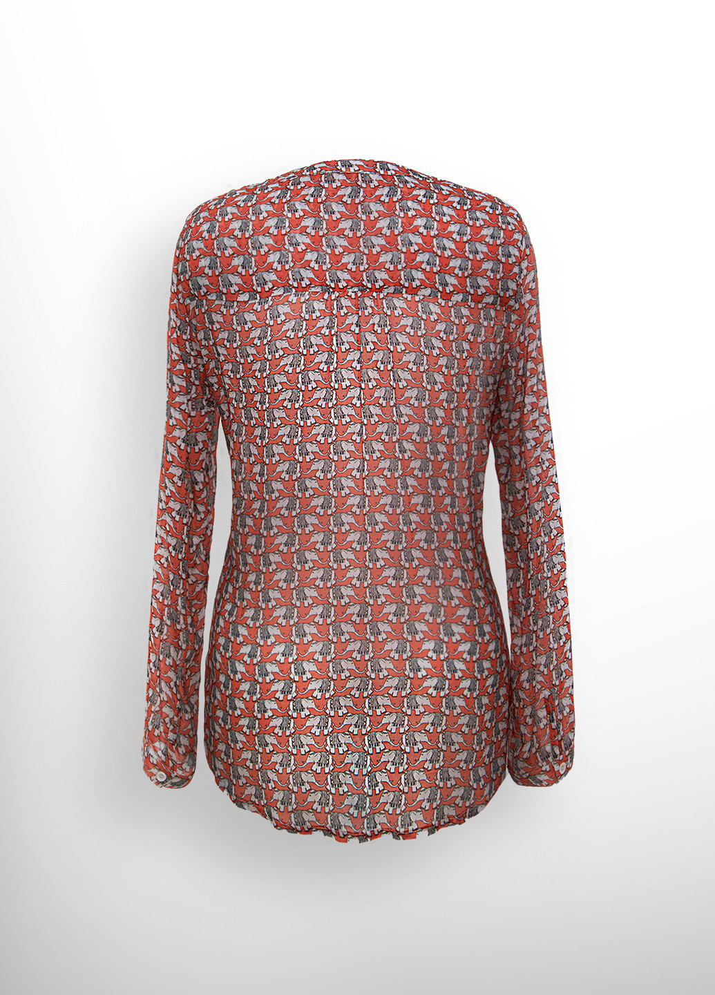 Коралловая демисезонная блуза с принтом слоны в77 Luxik
