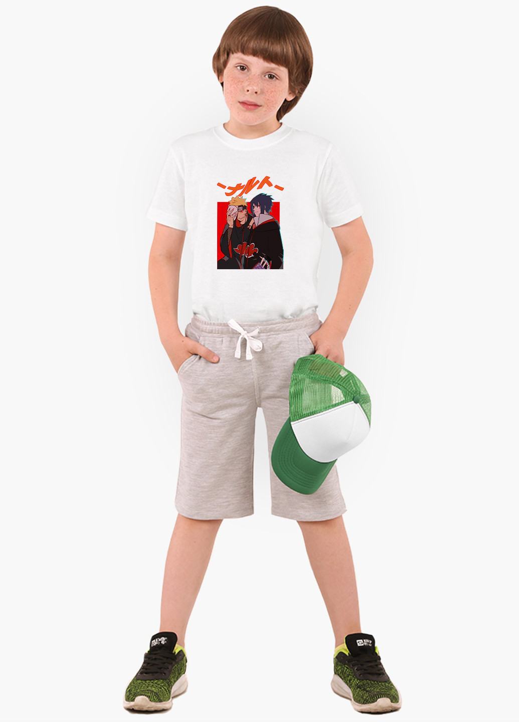 Белая демисезонная футболка детская наруто узумаки и саске учиха (naruto uzumaki and sasuke uchiha) белый (9224-2815) 164 см MobiPrint